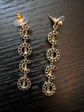 Chanel Coco CC Drop Earrings With Box